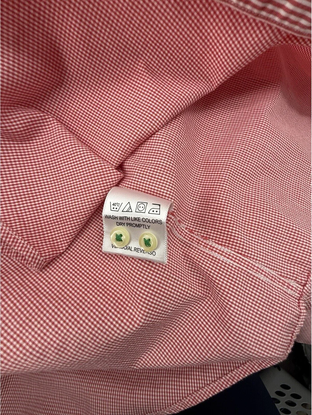 Tommy Hilfiger Check Gingham Red Cotton Long Sleeve Shirt 15.5 32-34 M  (2557)